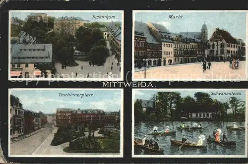 Mittweida Technikum Markt Tzschirnerplatz Schwanenteich Kat. Mittweida