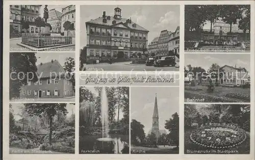 Hainichen Sachsen Rathaus Reichsbahnschule Keller Denkmal Blumenuhr Gellert Denkmal Parkteich Kirche Stadtpark Kat. Hainichen Sachsen