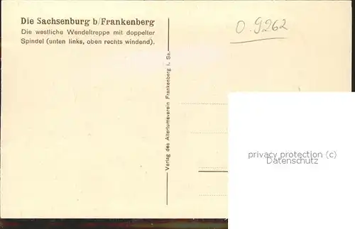 Frankenberg Sachsen Sachsenburg westliche Wendeltreppe Kat. Frankenberg Sachsen