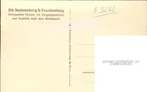 Frankenberg Sachsen Sachsenburg Gekuppeltes Fenster mit Sitzgelegenheiten Kat. Frankenberg Sachsen