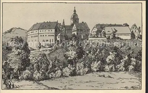 Frankenberg Sachsen Die Sachsenburg vor ihrer Zerstoerung 1632 Kat. Frankenberg Sachsen