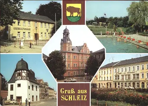 Schleiz Kreiskulturhaus Rathaus Schwimmbad Hist. Muenze Kat. Schleiz