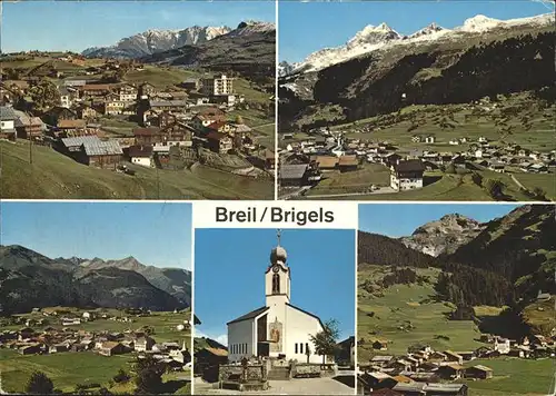 Breil Surselva Ortsansicht mit Alpenpanorama Kirche Buendner Oberland Kat. Breil Brigels