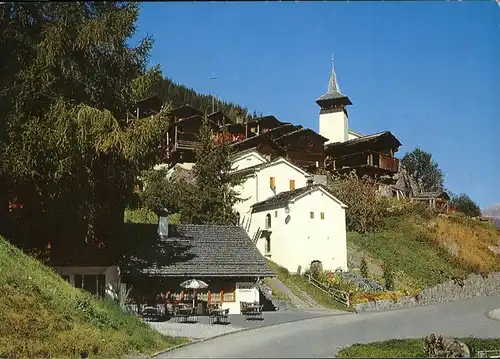 Grimentz Ortsansicht mit Kirche Gasthaus Restaurant Kat. Grimentz