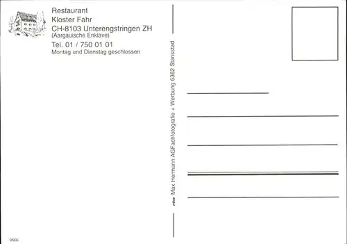 Unterengstringen Restaurant Kloster Fahr Kat. Unterengstringen