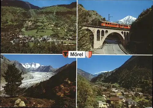 Moerel Panorama mit Riederalp Furka Oberalp Bahn Eisenbahnbruecke Aletschgletscher Kat. Moerel