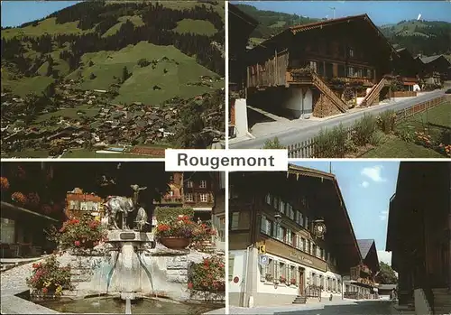 Rougemont Pays d Enhaut Fliegeraufnahme Dorfpartie Brunnen Hotel Kat. Rougemont