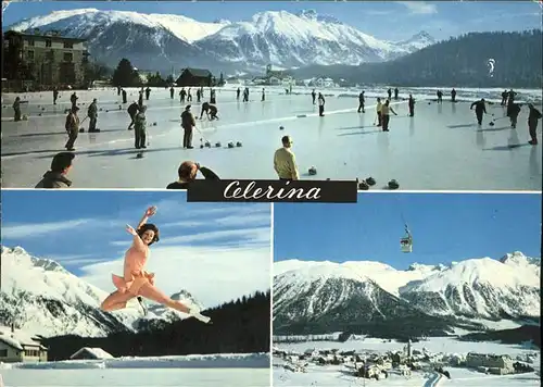 Celerina Schlarigna Eisbahn Curling Eiskunstlauf Wintersportplatz Seilbahn Alpenpanorama / Celerina /Bz. Maloja