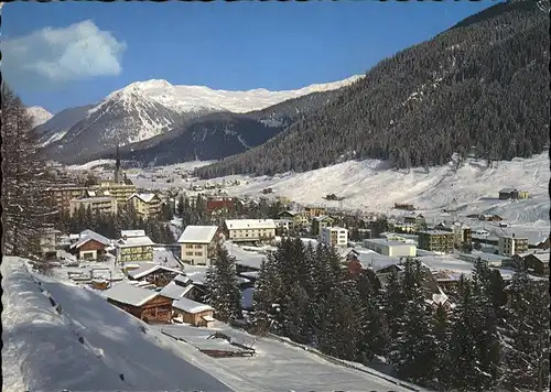 Davos GR Teilansicht mit Alpenpanorama Wintersportplatz Kat. Davos