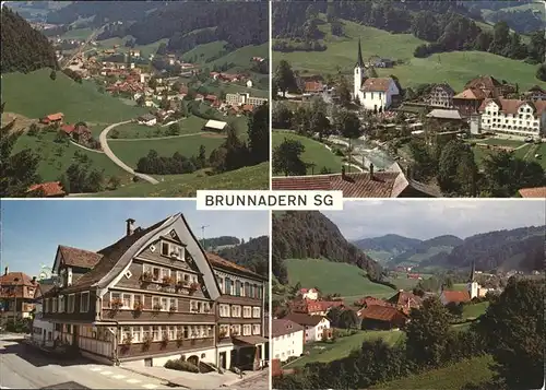 Brunnadern SG Ortsansicht mit Kirche Gasthaus Krone Panorama / Brunnadern /Bz. Toggenburg