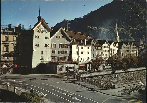 Chur GR Dorfpartie Obertor Kirchturm Kat. Chur