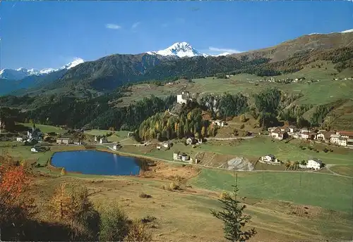 Tarasp Schloss mit Fontana und Sparsels See Kat. Tarasp