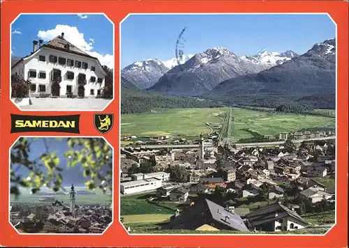 Samedan Teilansicht mit Alpenpanorama Oberengadin Kat. Samedan