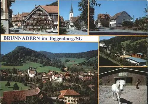 Brunnadern SG Ortskern Kirche Dorfpartie Ponyhof Reiten / Brunnadern /Bz. Toggenburg