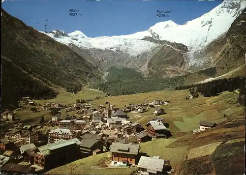 Saas Fee Panorama mit Allalinhorn Alphubel Gletscher Kat. Saas Fee