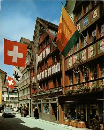 Appenzell IR Hauptgasse Flaggen Kat. Appenzell