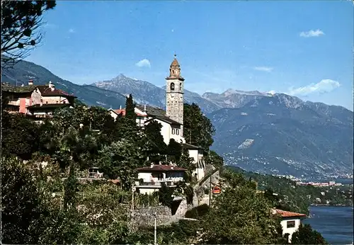 Ronco TI Ortsansicht mit Kirche Lago Maggiore Alpenblick / Ronco /Bz. Locarno