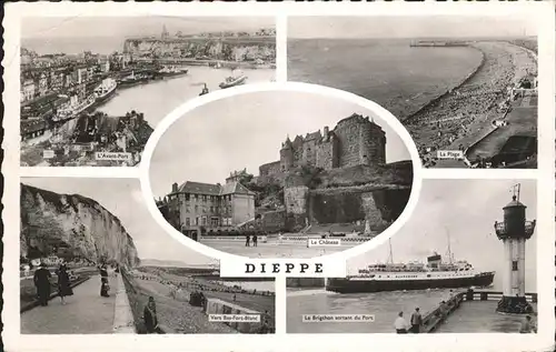 Dieppe Seine Maritime Avant Port vers Bas Fort Blanc Le Brigthon Vapeur Phare Chateau Plage Kat. Dieppe