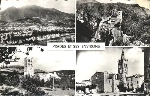 Prades Pyrenees Orientales Vue generale Eglise St. Pierre Abbaye de St. Martin du Canigou Abbaye de St. Michel de Cuxa Kat. Prades