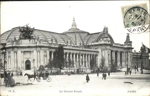 Paris Le Grand Palais Pferdedroschke Stempel auf AK Kat. Paris