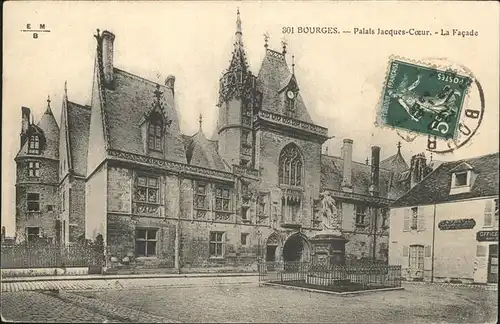 Bourges Palais Jacques Coeur Facade Stempel auf AK Kat. Bourges
