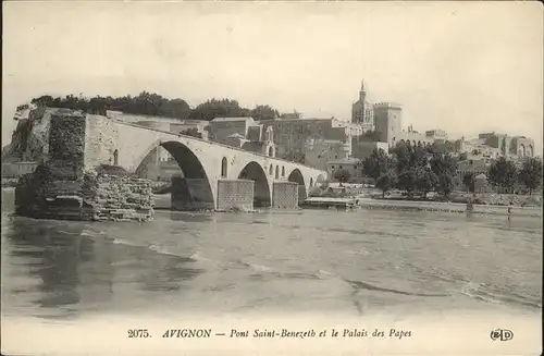 Avignon Vaucluse Pont Saint Benezeth et le Palais des Papes Kat. Avignon
