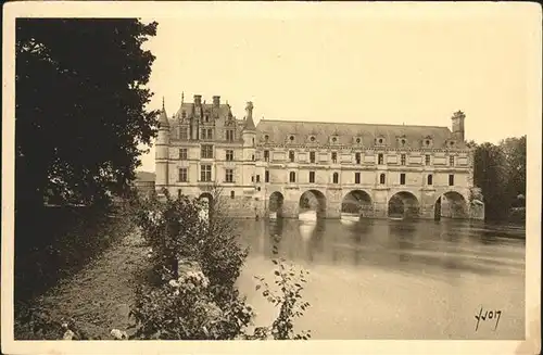 Chenonceaux Indre et Loire Chateau Facade ouest Allee de Catherine de Medicia Kat. Chenonceaux