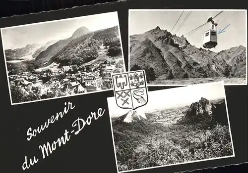 Mont Dore Puy de Dome Vue generale Le Sancy Roches Tuiliere et Sanadoire Bergbahn Wappen Kat. Mont Dore