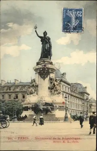 Paris Monument de la Republique Stempel auf AK Kat. Paris
