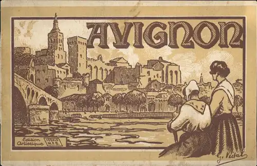 Avignon Vaucluse Vue d ensemble Eglise Tour Bords du Rhone Kuenstlerkarte Kat. Avignon