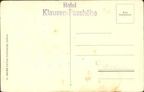 Klausenpass Hotel Klausen Passhoehe Kat. Klausen