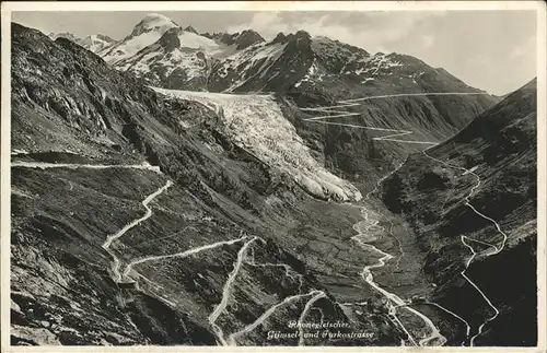 Grimsel Pass mit Rhonegletscher u.Furkastrasse / Grimsel /Rg. Innertkirchen