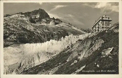 kk48950 Rhonegletscher Glacier du Rhone mit Hotel Belvedere Kategorie. Rhone Alte Ansichtskarten