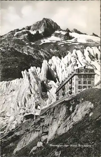 kk48961 Rhonegletscher Glacier du Rhone mit Hotel Belvedere Kategorie. Rhone Alte Ansichtskarten