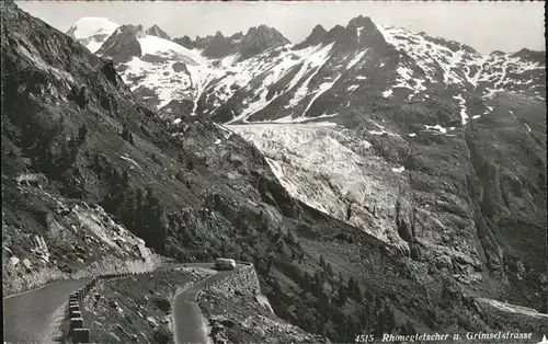 kk48973 Rhonegletscher Glacier du Rhone mit Grimselstrasse Kategorie. Rhone Alte Ansichtskarten