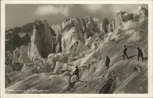 kk49038 Rhonegletscher Glacier du Rhone mit Bergsteigern Kategorie. Rhone Alte Ansichtskarten