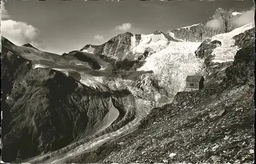 Weisshorn Gemmi Weisshorn-Huette mit Rothorn / Weisshorn /Rg. Gemmi