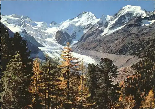 Bernina Blick von der Berninastrasse auf Morteratschgletscher Kat. Bernina