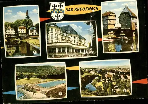 Bad Kreuznach Schwimmbad u.Brueckenhaeuser Kat. Bad Kreuznach