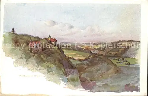 Dornburg Saale 3 Schloesser Aquarell v. W. Hartwig Kat. Dornburg Saale