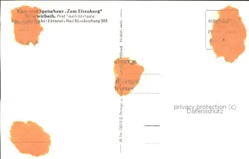 Unterwirbach Gasthaus Zum Eisenberg Kat. Saalfelder Hoehe