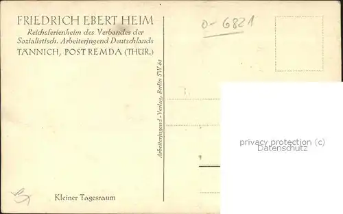 Taennich Friedrich Ebert Heim Kl. Tagesraum Kat. Remda Teichel