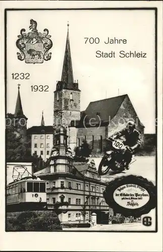 Schleiz Kirche Strassenbahn Kat. Schleiz