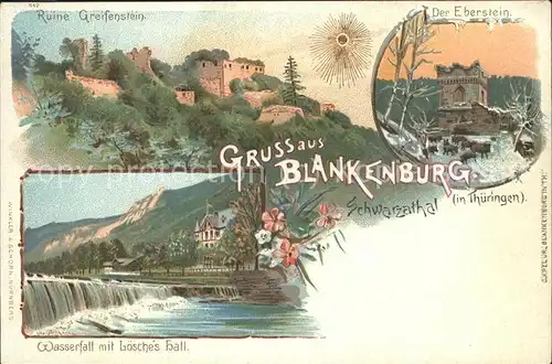 Bad Blankenburg Der Eberstein Ruine Greifenstein Wasserfall Kat. Bad Blankenburg