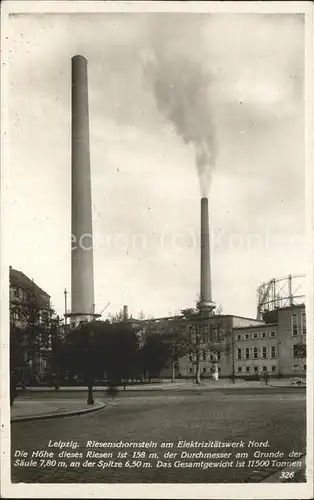 Leipzig Riesenschornstein Elektrizitaetswerk Kat. Leipzig