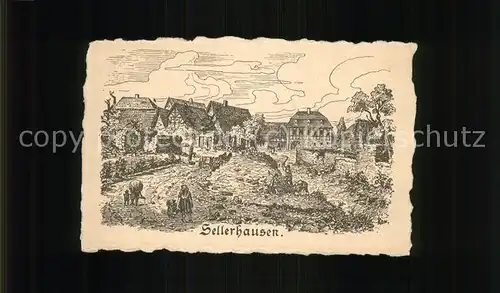 Sellerhausen Kuenstlerkarte Zeichnung Kat. Leipzig