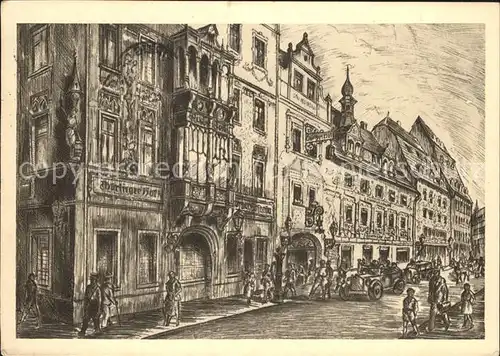 Leipzig Thueringer Hof Kuenstlerkarte H. Zethmeyer Zeichnung Kat. Leipzig