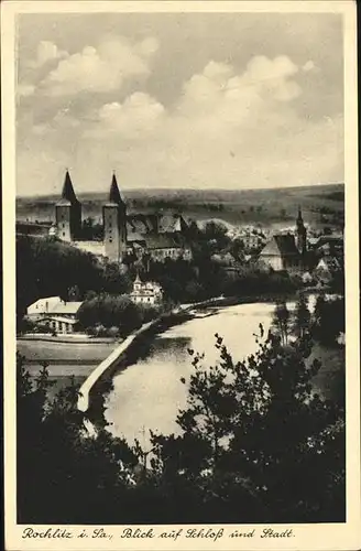 Rochlitz Sachsen Blick auf Schloss und Stadt Kat. Rochlitz