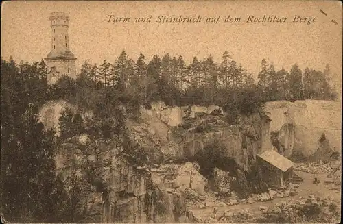 Rochlitz Sachsen Turm und Steinbruch auf dem Rochlitzer Berg Kat. Rochlitz