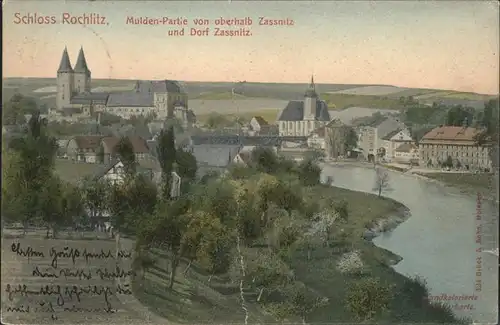 Rochlitz Sachsen Schloss Muldenpartie mit Dorf Zassnitz Kat. Rochlitz